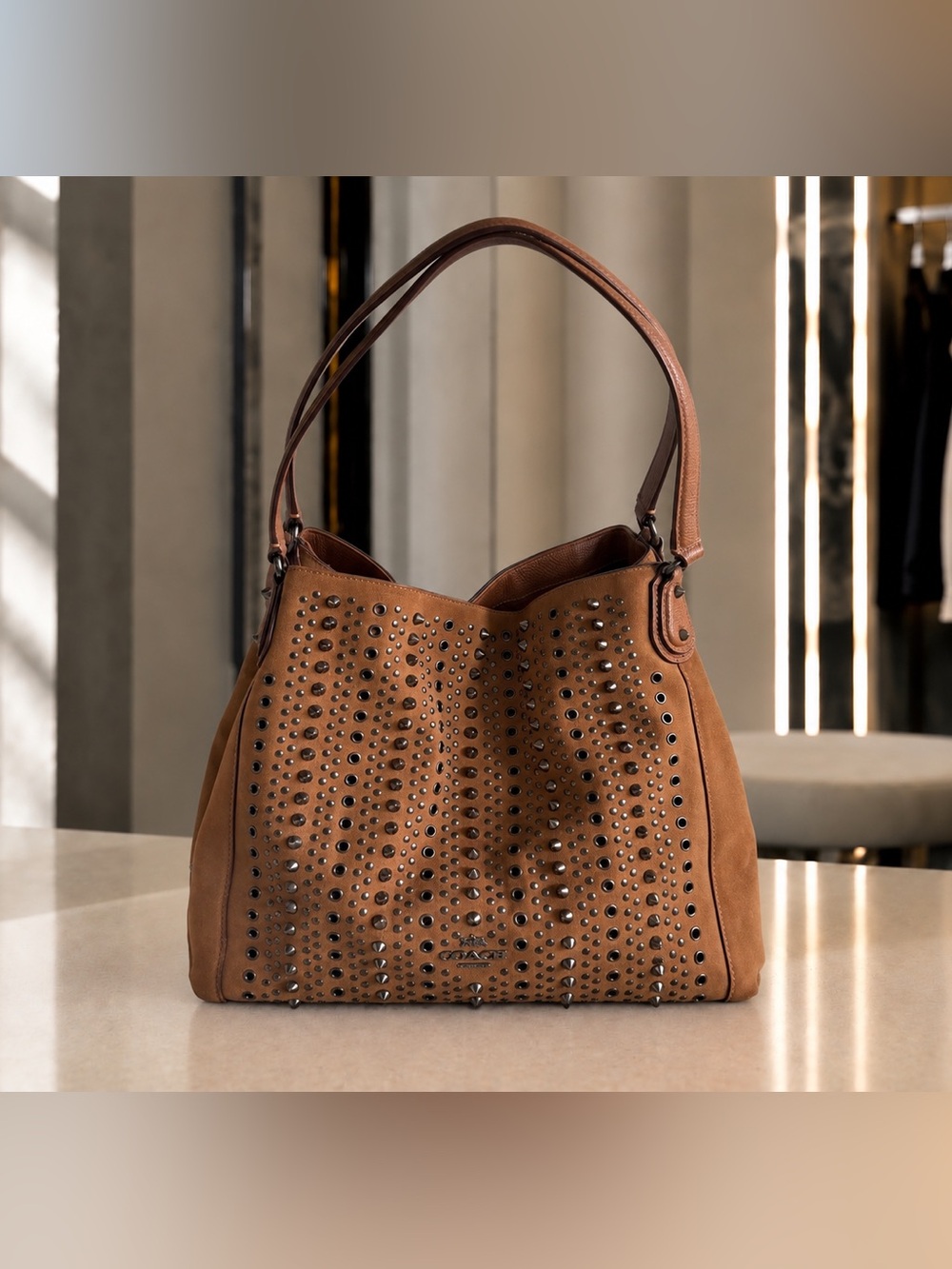 Like New! Edie 31 grommets and suede shoulder bag camel color